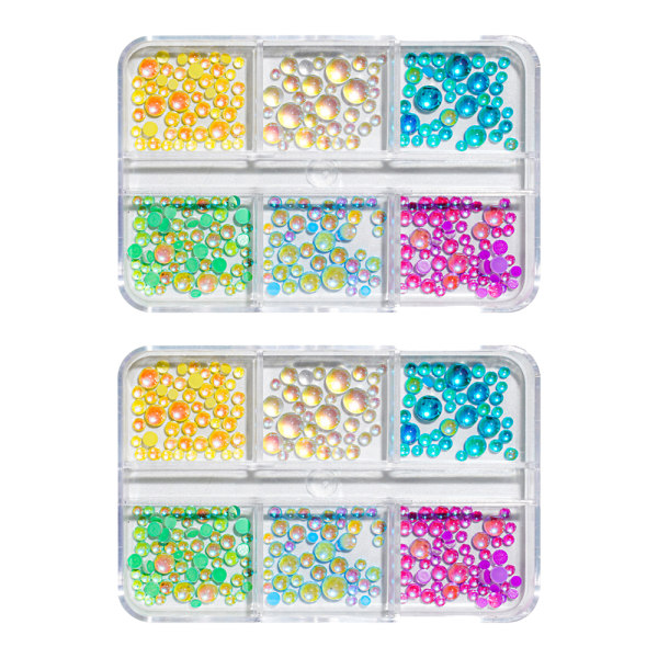 3D Candy Color Glass Beads Nail Art Tilbehør Mermaid Crystal
