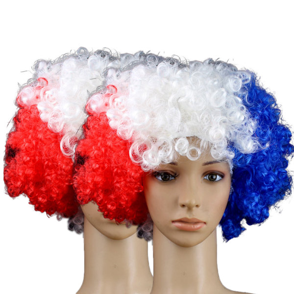 2 stk. National Flag Short Curly Wig 2022 VM Short Curly