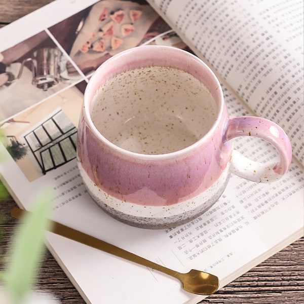 Keramisk store latte kaffekopsæt med 2 til latte, cappuccino, 400 ml opvaskemaskine og mikroovn tåler.