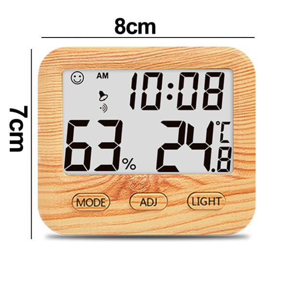 Temperatur- og fuktighetsmåler med bordklokker for soverom