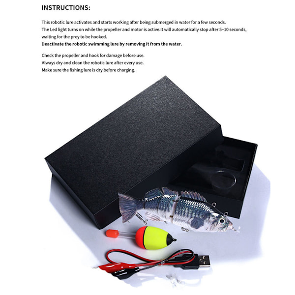 Elektrisk bete simmande robotsegment fiskebete USB-laddning simbete
