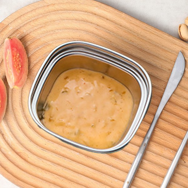 Drizzle såsskål i rostfritt stål för soja, tomatsås och salt