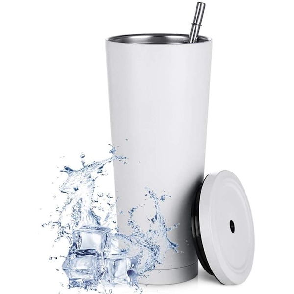Aiboria 750ml / 25oz Rustfritt stål Reisekrus med sugerør og lokk