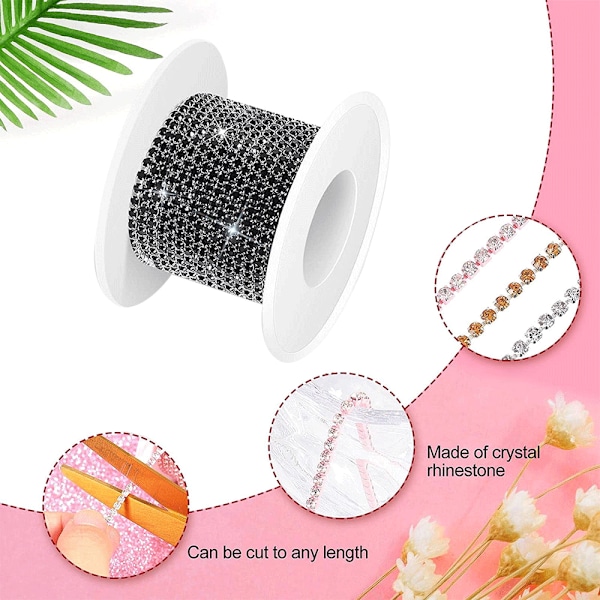 10 meter Rhinestone kjede trim, Rhinestone kjede for håndverk, sying, DIY, smykker, bryllup, dekorasjon