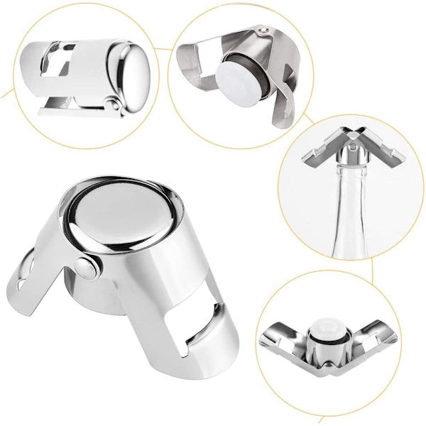Bouchons à Champagne, 4 Pcs Bouchons Acier Inoxydable pour