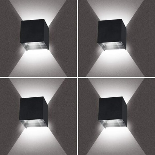 Set of 4 12W Indoor Wall Light Cold White Light Fixture Lighting Decor Black