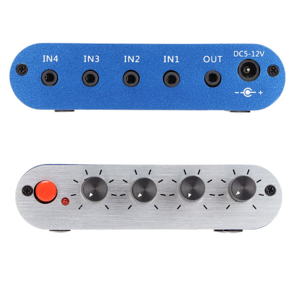 Mini Stereo Mixer 4 i 1 ut Volymjustering 3,5 mm Ljudväljare Förstärkare för PC Laptop Hörlurar