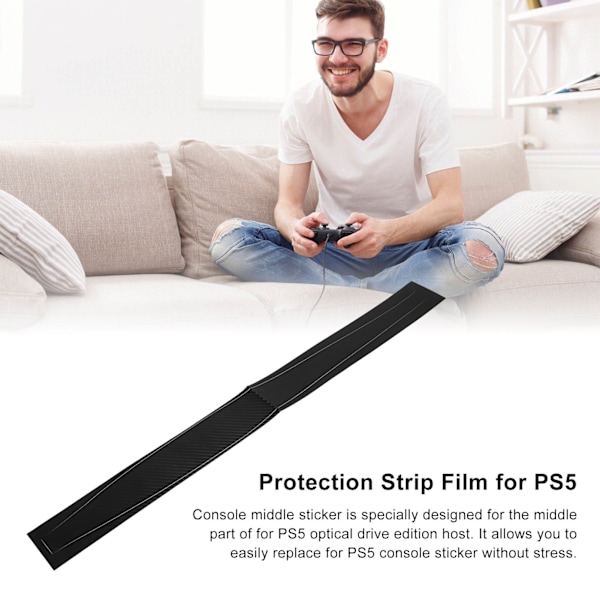 For PS5-konsoll Midtre Skin Integrert Riperesistent Midtre Strimmel Klistremerke for PS5 Optisk Stasjon Edition Vert Karbon Svart
