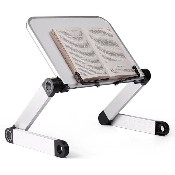 Højde- og vinkeljusterbar bogstand - Ergonomisk stand til tunge lærebøger og tablets, sammenklappelig (hvid)