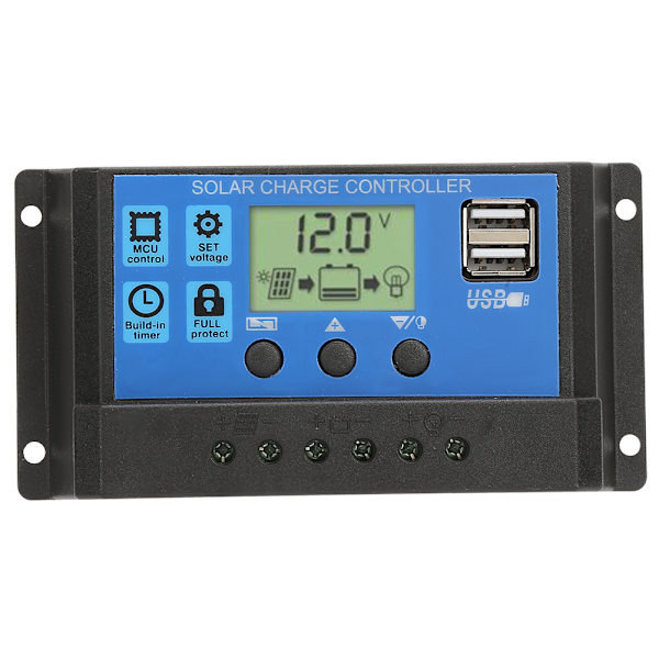 Aurinkopaneelien ohjain USB-portilla aurinkolataukseen (30A)