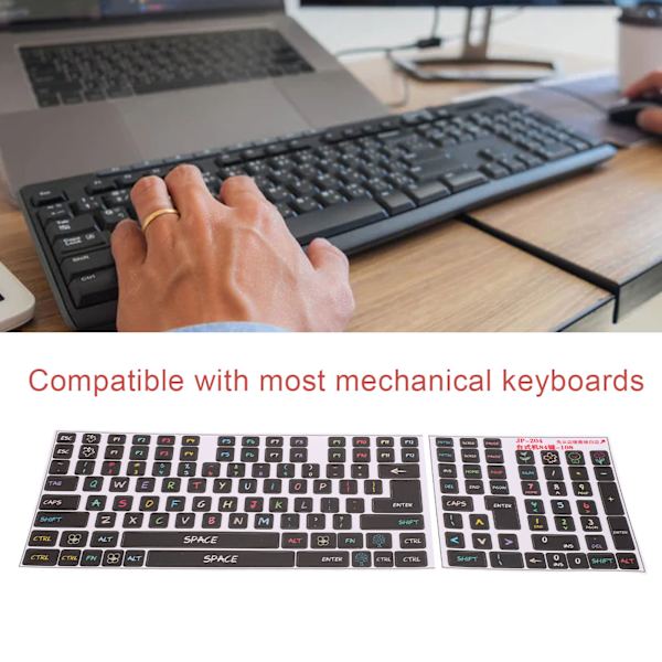 2 stk tastaturklistremerker PVC dekorative generelle stasjonære datamaskintaster klistremerker for 84 til 108 taster tastatur