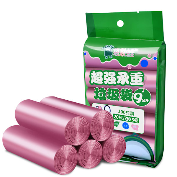 Tjocka Plastpåsar för Soptunnor, Stora Sopsäckar, Extra Tjocka, Robust (Rosa - 100 st)