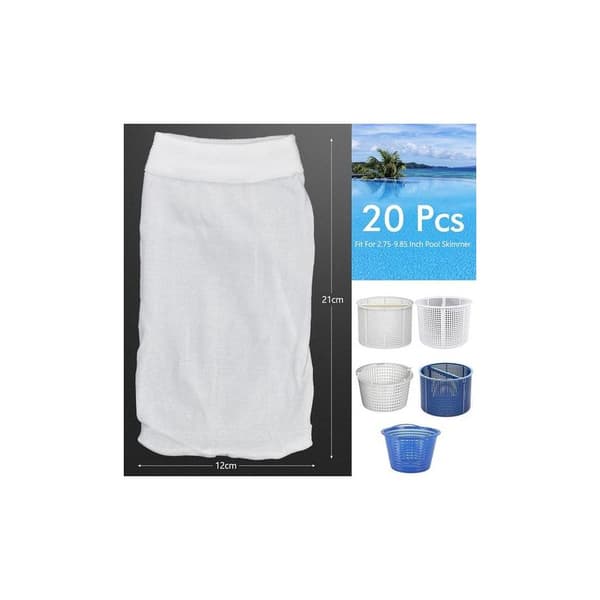 Pakke med 20 poolskimmerfiltre, poolskimmerstrømper. Holdbare elastiske nylon poolskimmerstrømper.