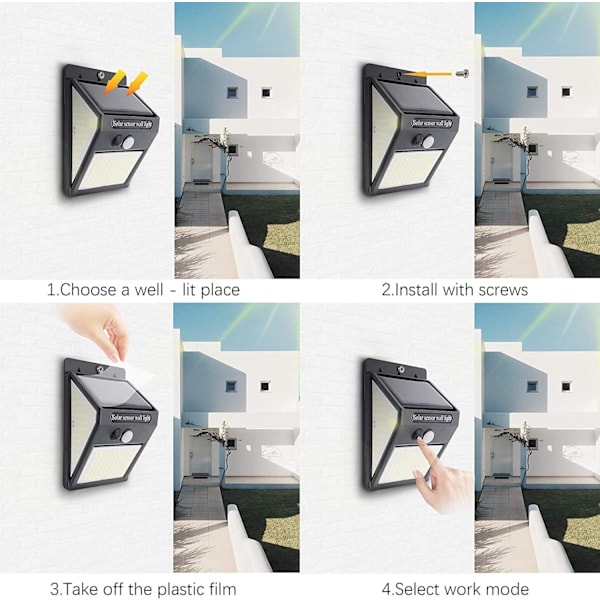 2 Pack Solar Lights, 3 Working Modes, Solar Wireless Light Wall