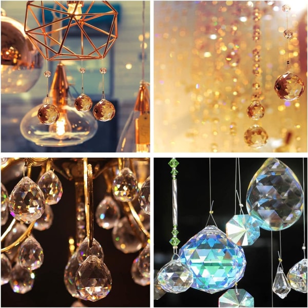 Regnbuekrystalldekor, 24 stk krystallglasskule, regnbuekrystall