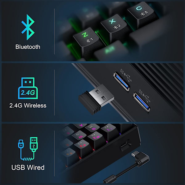 Bluetooth/2.4G/USB 60% Mekaniskt SpelTangentbord RGB