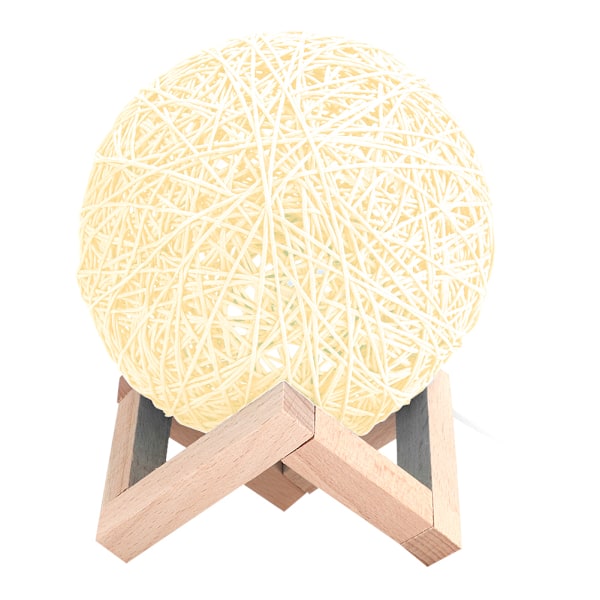 USB-ladbare nattlampe i ballform, Sepak Takraw LED-lys for hjem, soverom, beige