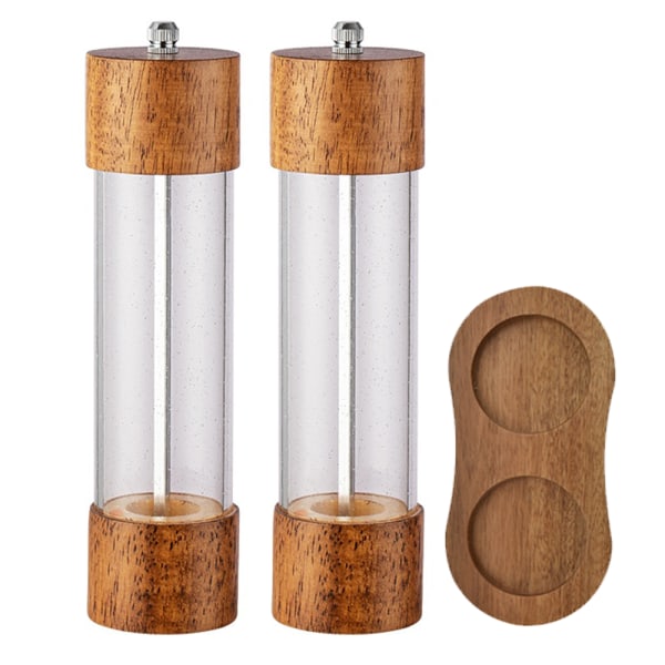 Premium Acrylic Salt and Pepper Grinder Set, Manual Salt and