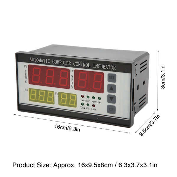 Äggkläckningsmaskin Controller Termostat Automatisk Temperatur Fuktighet Sensor Controller för Inkubatorer Kylskåp220V
