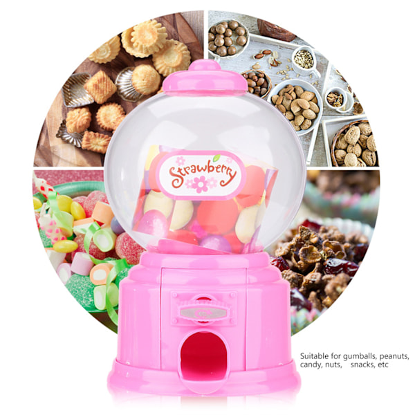 Portable Children Candy Machine Plastic Mini Gumballs Dispenser Kids Kindergarten Gift(Pink)