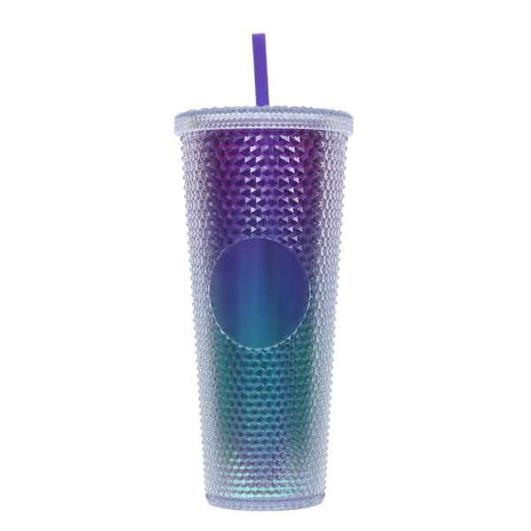 710 ml plastikkop med låg og sugerør, genanvendelig kop til iskaffe,
