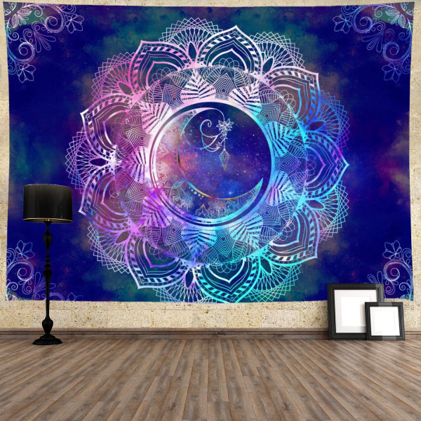 Tapestry Blue Starry Night Tapestry Mandala Celestial Moon Tapes S/51.2" x 59.1"