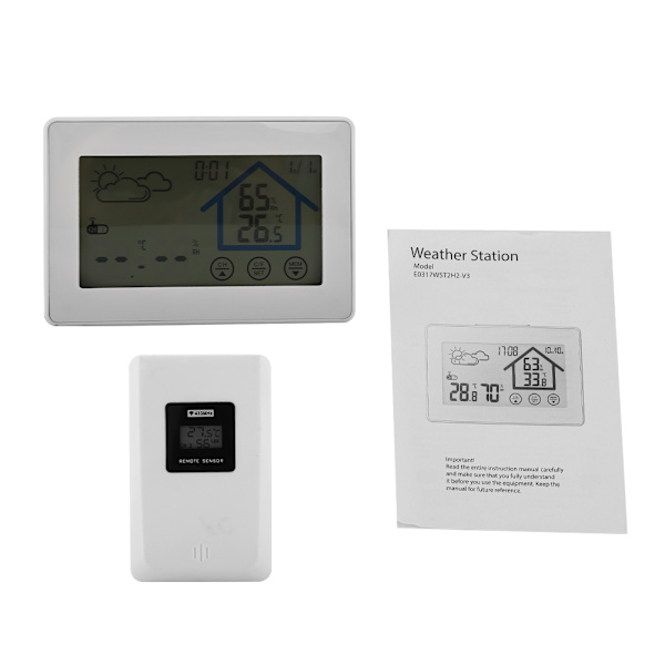 BALDR LCD Bakgrundsbelyst Digital Termometer Luftfuktighetsmätare Väckarklocka Kalender Timer Vit