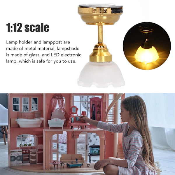1/12 Skala Dockhus Kupol Ljus Dekoration Blomma Form Miniatyr Dockhus LED Ljus