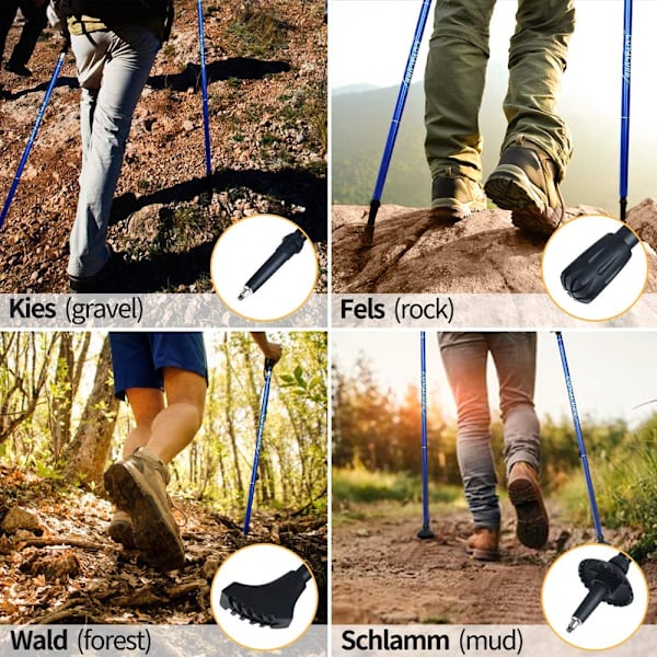 2 stk. sammenklappelige vandrestave