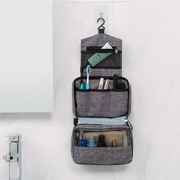 Hanging Toiletry Bag for Men - With Hook - Grey Grey