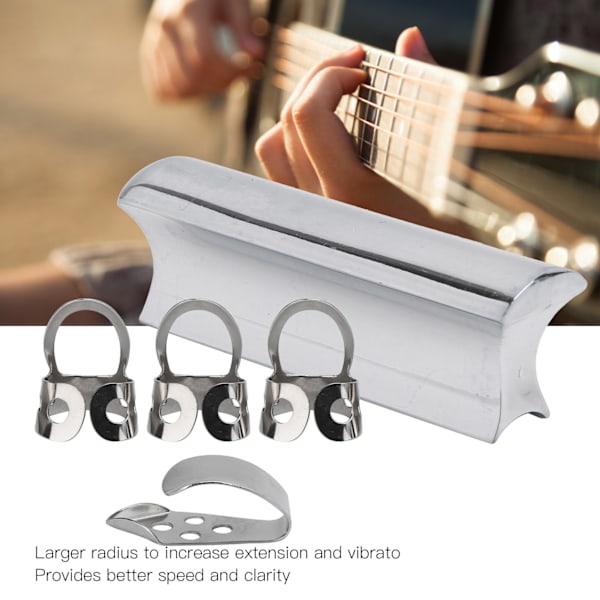 Gitarr Slide Bar Stick Picks Rostfritt Stål Metall Antirust Solid Instrument Tillbehör (Silver)