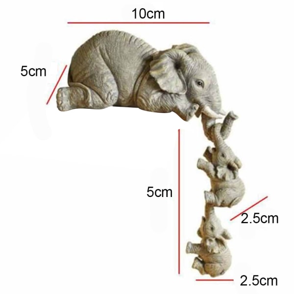 Elefantmor som henger to babyfigurer hengende på kanten