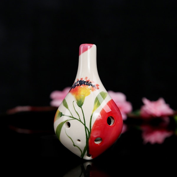 6 Hullers Ocarina, Alto C, Glaserede Keramik, Smukt Design, Gaveidé