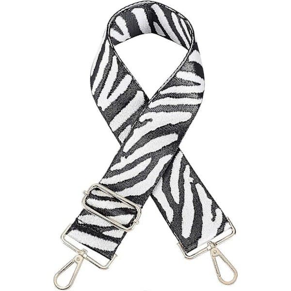 Adjustable Polyester Bag Strap with Alloy Buckles for Replacement Bag Accessories, Zebra Pattern (LGL)