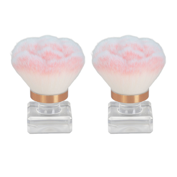 2 Set Nagelkonstpulver Borstar Rosa Mjuka Borstar Bekvämt Handtag Luktfri Mångsidig för Nagelrengöring Makeup
