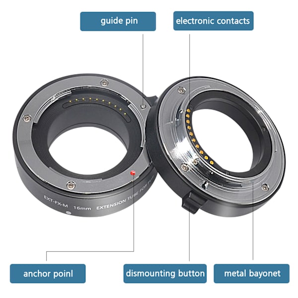 10mm 16mm Makro Autofokus Nærbilled Forlængerrør Adapter til Fuji X Mount Kamera