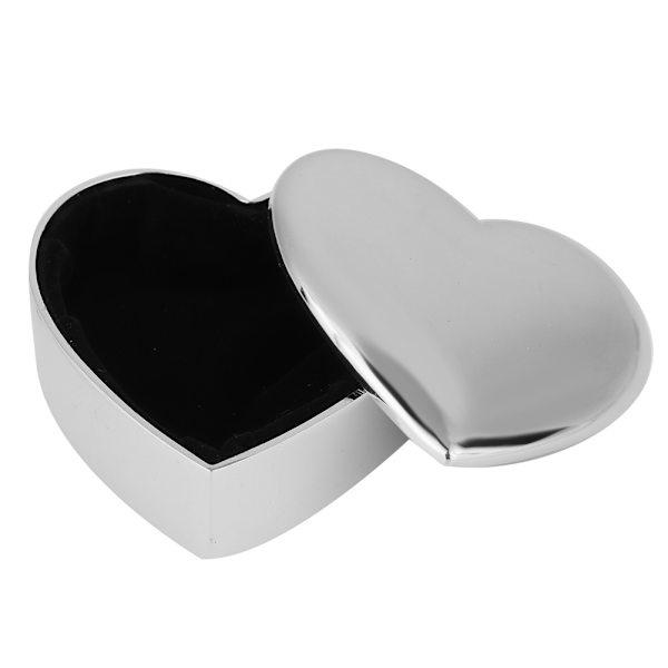 Mini bärbar hjärtformad förvaringslåda dekoration smyckeskrin hållare (silver)