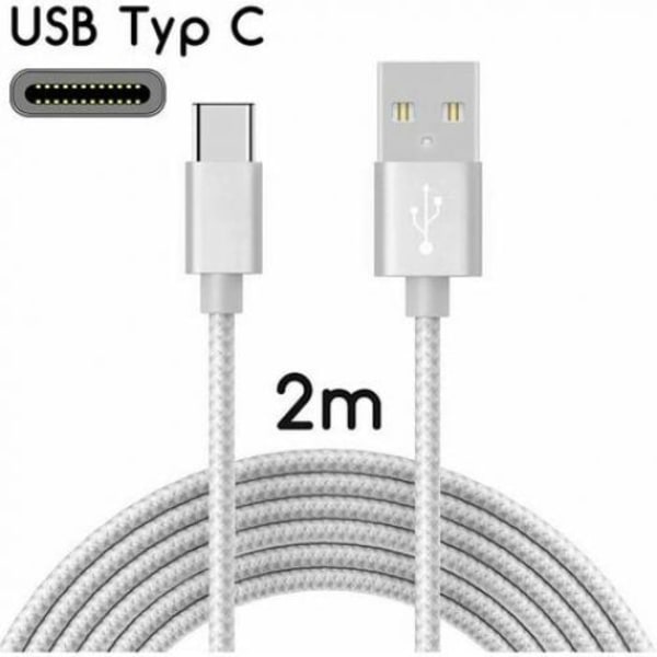 USB-C til USB 2.0-kabel |Nylon-ladekabel med USB Type-C-kontakt / 2 m |Penger