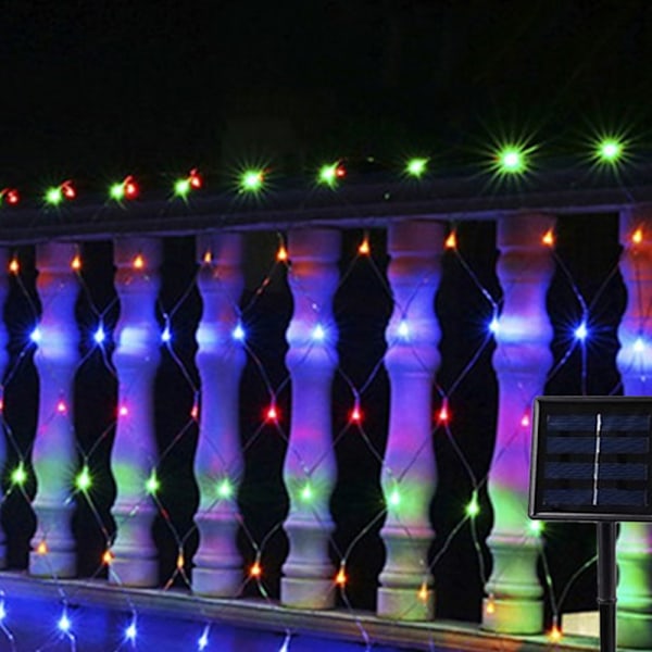 192 LED aurinkokennolla toimivat verkkovalot, 9,8ft x 6,5ft verkkovalot, keijun verkkovalot