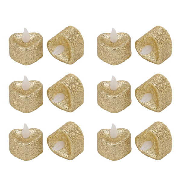 Flamlösa Votivljus Guld, Kvalitetsmaterial med Varmvitt Flimrande Ljus, Säkra att Använda för Bröllop, Bordsfestivalfirande (12-pack)
