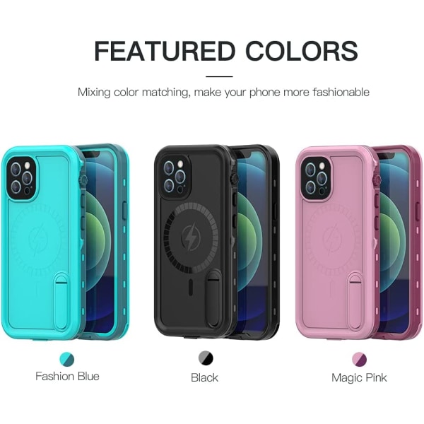 Til iPhone 12 pro max Vandtæt telefoncover, kompatibel Blue