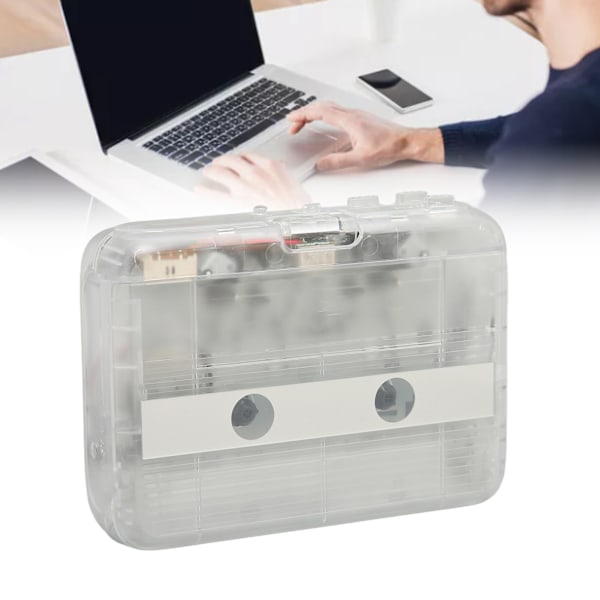 Kassett till MP3-konverterare Multifunktionell Automatisk Backning Transparent Retro Bärbar Bandspelare för Laptop PC