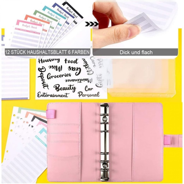 Budget Binder - A6 Budget Planner Cash Envelopes Kirjekuorimenetelmä, Budget Planner Money Organizer Passbook kalvoilla