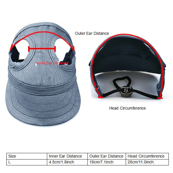 Pet Hund Katt Baseball Utendørs Cap Solhatt Justerbar Stripe Sommer Reise Sport Hat (Svart L)