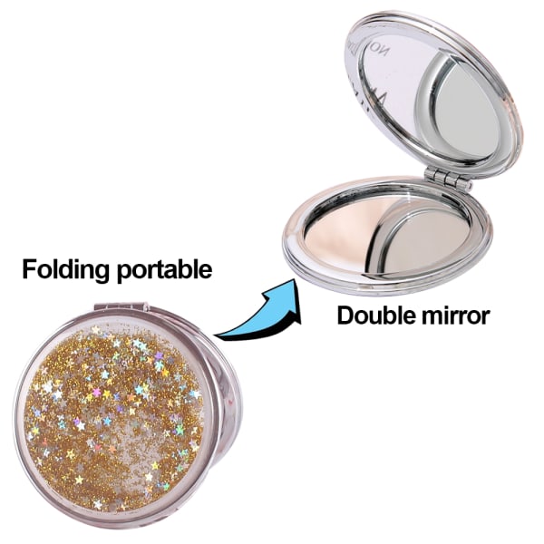 Spejllomme Mini Quicksand Makeup Spejl Bærbar Dobbelt