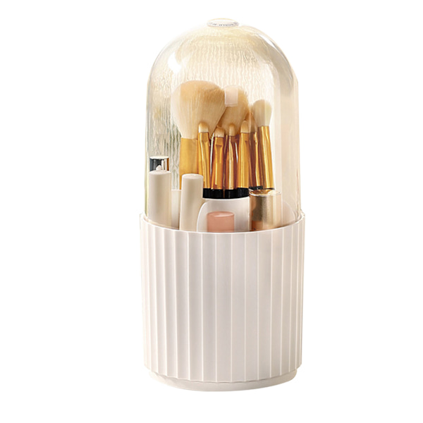 Makeup børsteholder støvforebyggelse 360 grader roterbar stor kapacitet 5 rum makeup opbevaringsboks til hjem striber type