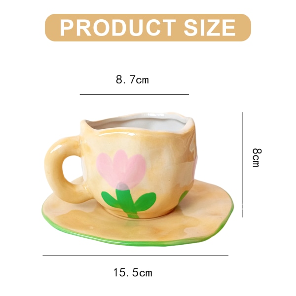 Keraaminen kahvikuppi, ihana vaaleanpunainen naisen kuppi lautasella, sopii toimistoon ja kotiin, astianpesukoneen ja mikroaaltouunin kestävä (250ml).