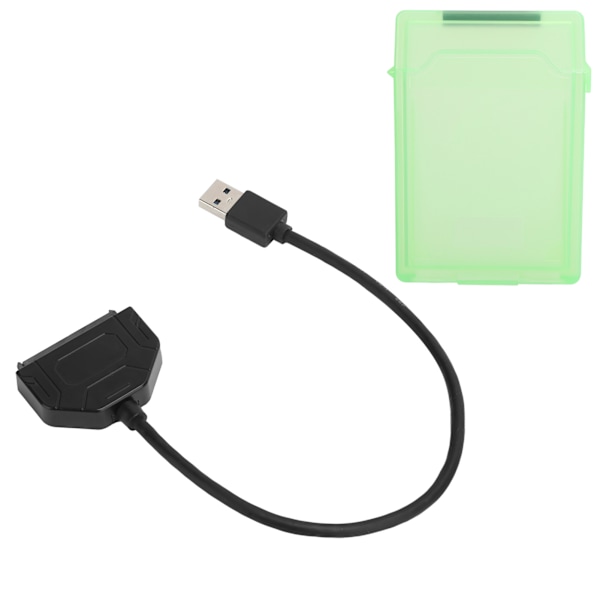2,5in SATA USB 3.0 Adapter SSD HDD Harddisk Kabel Datamaskin Tilbehør Beskyttelsesboks (Grønn)