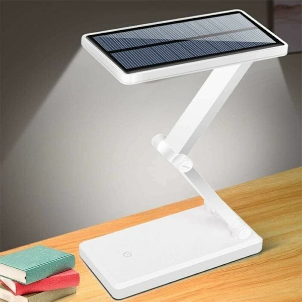 Solar Desk Lamp, Solar/USB Reading Lamp, 4 LED Portable Rechargeable Gooseneck Flexible for Reading