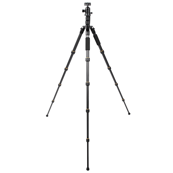 ZOMEI Q666C Kolfiber Svart Portabel Rese Monopod Kulhuvud Stativ för DSLR Digitalkamera